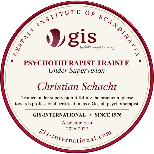 Gestalt Institute of Scandinavia: psykoterapeut-trainee under supervision, Christian Schacht, studieåret 2026-2027